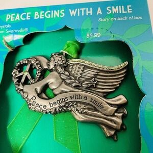Gloria Duchin Christmas Ornament Peace Smile Angel Swarovski Crystals Ornament